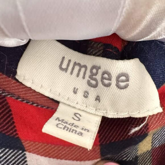 UMGEE Red Plaid Hysteric Patches Lightweight Blouse Womens OVERSIZED Small - Picture 9 of 12